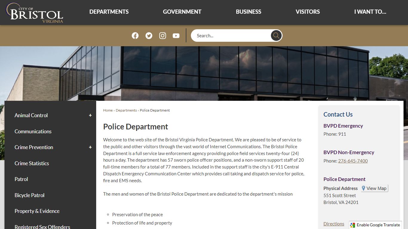 Police Department | Bristol, VA - Official Website