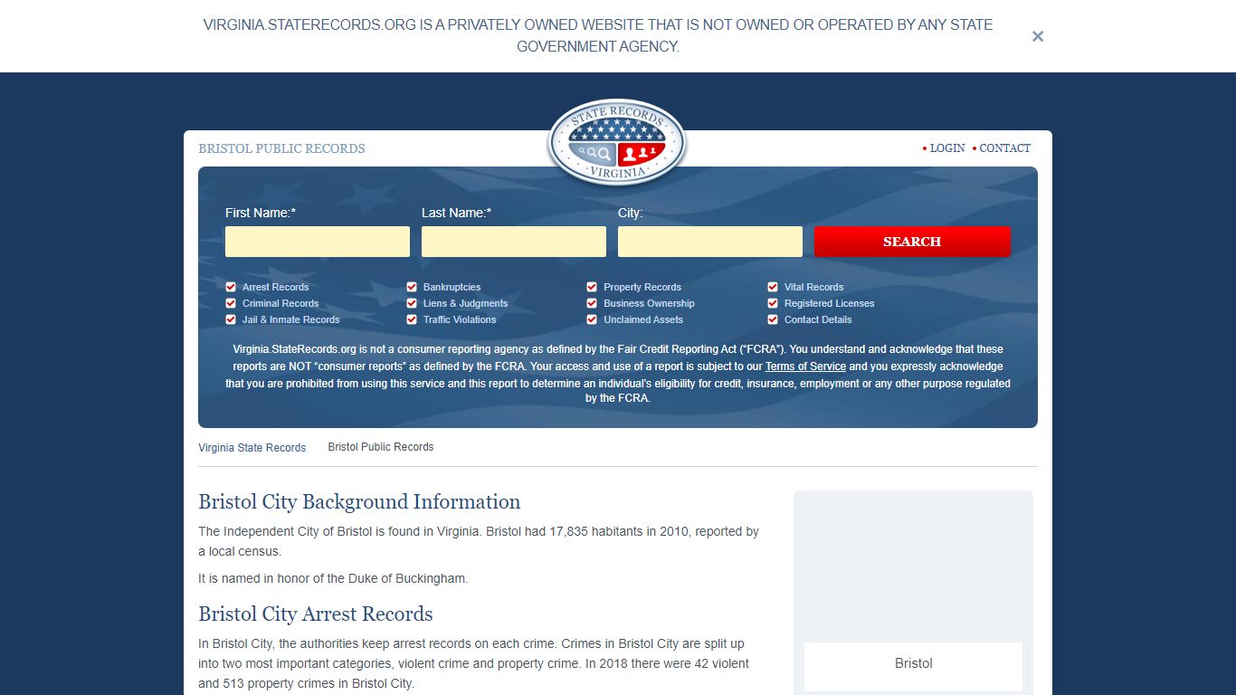 Bristol Arrest and Public Records | Virginia.StateRecords.org